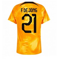 Nederländerna Frenkie de Jong #21 Hemmatröja VM 2022 Korta ärmar